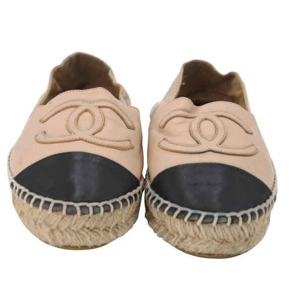 Chanel Espadrille 38 CC Leather Cap Toe Flats CC-0717N-0003 - Picture 3 of 9